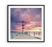 Affiche Poster 60x60cm Tableaux Image Photo Lanterne Mer Côte Wall Art