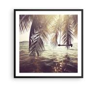 Affiche Poster 60x60cm Tableaux Image Photo mer palmier eau Wall Art Decoration