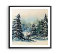 Affiche Poster 60x60cm Tableaux Image Photo Neige Picea Forêt Wall Art