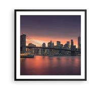 Affiche Poster 60x60cm Tableaux Image Photo Nouveau york pont nuit Wall Art
