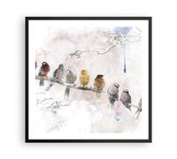 Affiche Poster 60x60cm Tableaux Image Photo Oiseaux Canaries Branche Wall Art