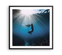 Affiche Poster 60x60cm Tableaux Image Photo Palmes Fond Plongeur Wall Art