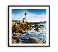 Affiche Poster 60x60cm Tableaux Image Photo Phare rivage nuage paysage Wall Art