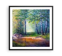 Affiche Poster 60x60cm Tableaux Image Photo prairie eau arbre Wall Art