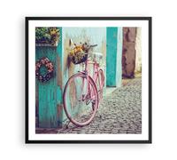 Affiche Poster 60x60cm Tableaux Image Photo Rose Vélo Vintage Wall Art