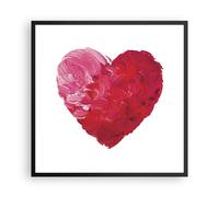 Affiche Poster 60x60cm Tableaux Image Photo Rouge Coeur Aquarelle Wall Art