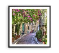 Affiche Poster 60x60cm Tableaux Image Photo Rue décoration fleurs Grèce Wall Art