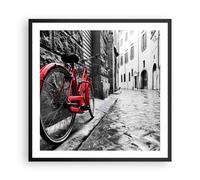 Affiche Poster 60x60cm Tableaux Image Photo Rue Vélo Rue pavée bâtiment Wall Art
