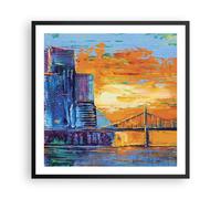 Affiche Poster 60x60cm Tableaux Image Photo Ville Pont Empâtement Wall Art