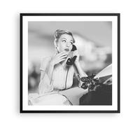 Affiche Poster 60x60cm Tableaux Image Photo Vintage Noir Et Blanc Téléphoner Art