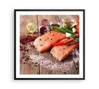 Affiche Poster 60x60cm Tableaux Image Saumon poisson nourriture cuisine Art