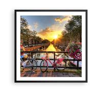 Affiche Poster 60x60cm Tableaux Image Vélos Channel amsterdam l'architecture Art