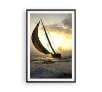 Affiche Poster 61x91cm Tableaux bateau coucher du soleil le soleil Paysage Art