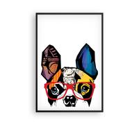 Affiche Poster 61x91cm Tableaux Chien Lunettes de vue coloré bouledogue Art