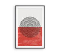 Affiche Poster 61x91cm Tableaux Image Abstraction Blanc-Rouge Cercles Wall Art