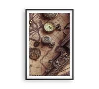 Affiche Poster 61x91cm Tableaux Image Cartographie Vintage Boussole Wall Art
