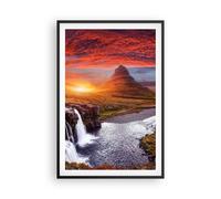 Affiche Poster 61x91cm Tableaux Image Kirkjufell Chute D'Eau Montagne Wall Art