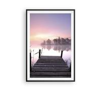 Affiche Poster 61x91cm Tableaux Image Matinée lever de soleil brouillard lac Art