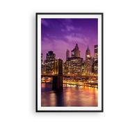 Affiche Poster 61x91cm Tableaux Image New York nuit pont de Brooklyn Wall Art
