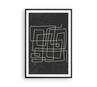 Affiche Poster 61x91cm Tableaux Image Noir Et Blanc Labyrinthe Ligne Wall Art