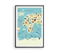 Affiche Poster 61x91cm Tableaux Image Photo Animaux Le Monde Carte Wall Art