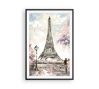 Affiche Poster 61x91cm Tableaux Image Photo Arbres Eiffle Couple France Wall Art