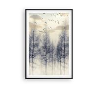 Affiche Poster 61x91cm Tableaux Image Photo Arbres Oiseaux Ciel Wall Art