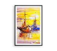 Affiche Poster 61x91cm Tableaux Image Photo Bateaux soleil mer voyage Wall Art