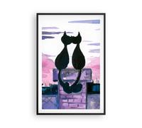 Affiche Poster 61x91cm Tableaux Image Photo Chats toit amour animal Wall Art