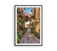 Affiche Poster 61x91cm Tableaux Image Photo Chemin fleurs maison cour Wall Art