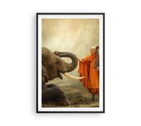 Affiche Poster 61x91cm Tableaux Image Photo éléphant moine défense Wall Art