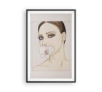 Affiche Poster 61x91cm Tableaux Image Photo Femme Silence Fleur Wall Art