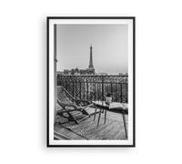 Affiche Poster 61x91cm Tableaux Image Photo Noir Et Blanc Paris Balcon Wall Art