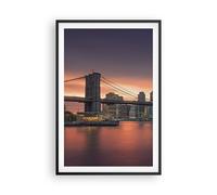Affiche Poster 61x91cm Tableaux Image Photo Nouveau york pont nuit Wall Art