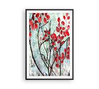 Affiche Poster 61x91cm Tableaux Image Photo Rouge Feuilles Branche Wall Art