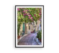 Affiche Poster 61x91cm Tableaux Image Photo Rue décoration fleurs Grèce Wall Art