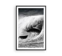 Affiche Poster 61x91cm Tableaux Image Photo Vague Dessin Noir Et Blanc Wall Art