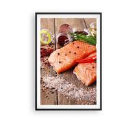 Affiche Poster 61x91cm Tableaux Image Saumon poisson nourriture cuisine Wall Art