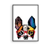 Affiche Poster 70x100cm Tableaux Chien Lunettes de vue coloré bouledogue Art
