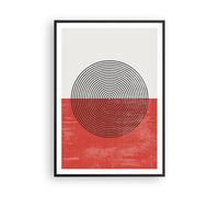 Affiche Poster 70x100cm Tableaux Image Abstraction Blanc-Rouge Cercles Wall Art