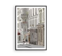 Affiche Poster 70x100cm Tableaux Image Architecture Dessin Montmartre Wall Art