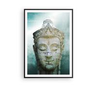 Affiche Poster 70x100cm Tableaux Image Bouddha Graphisme Turquoise Wall Art
