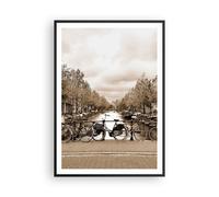 Affiche Poster 70x100cm Tableaux Image Chaîne vélos Amsterdam centre Wall Art