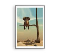 Affiche Poster 70x100cm Tableaux Image Éléphant S'asseyant Branche Wall Art