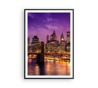Affiche Poster 70x100cm Tableaux Image New York nuit pont de Brooklyn Wall Art