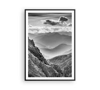 Affiche Poster 70x100cm Tableaux Image Noir Et Blanc Paysage Montagnes Wall Art