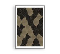 Affiche Poster 70x100cm Tableaux Image Noir Et Or Cercles Graphiques Wall Art