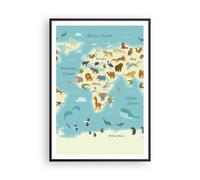 Affiche Poster 70x100cm Tableaux Image Photo Animaux Le Monde Carte Wall Art