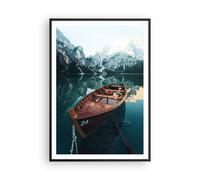 Affiche Poster 70x100cm Tableaux Image Photo Bateau Vallée Montagnes Wall Art