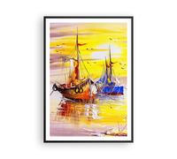 Affiche Poster 70x100cm Tableaux Image Photo Bateaux soleil mer voyage Wall Art